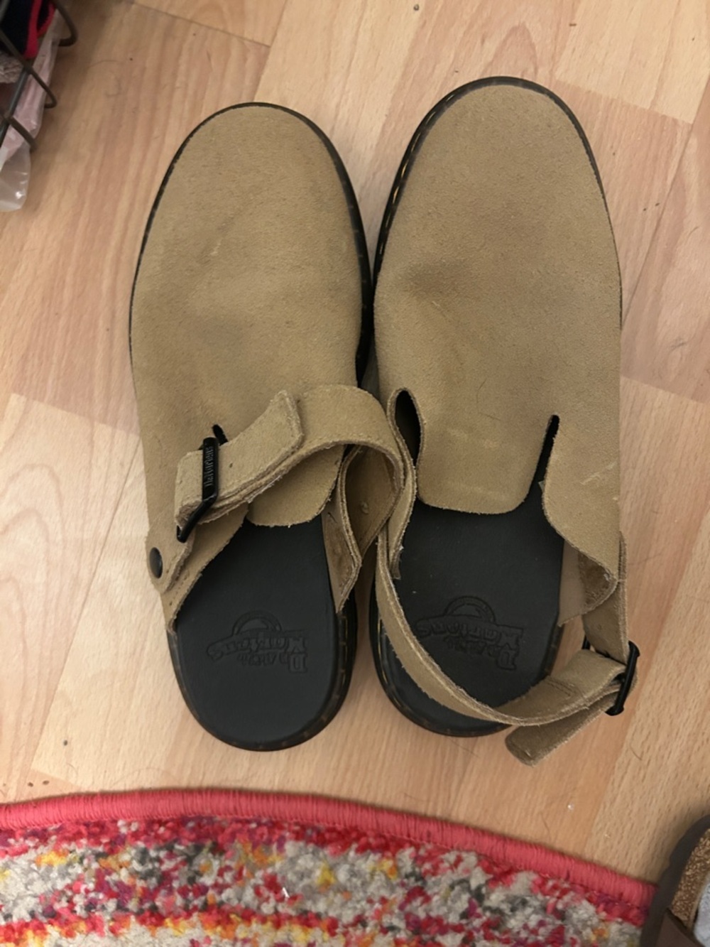 Dr. Martens Tan Suede Back-Strap Clog Mules
